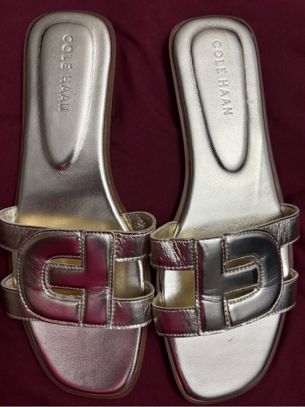 Cole Haan Gold Metallic Slide Mules - Picture 3 of 9